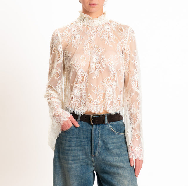 Motel-Blusa in pizzo - panna