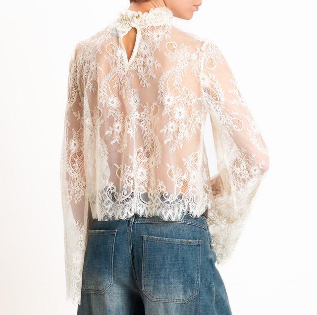 Motel-Blusa in pizzo - panna