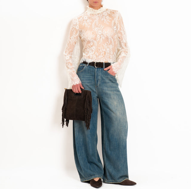 Motel-Blusa in pizzo - panna