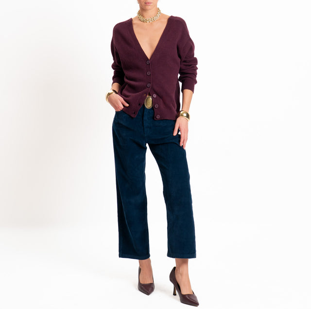Motel-Pantalone velluto 500 righe con cintura - blu