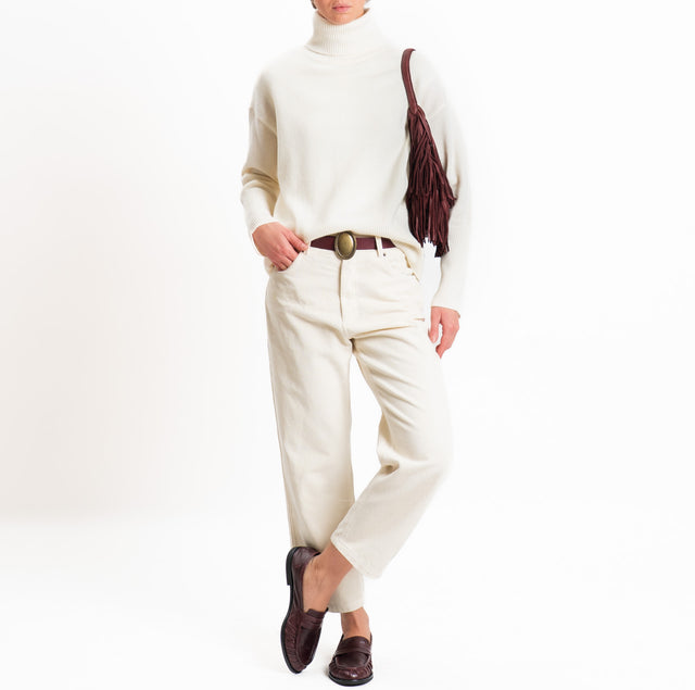 Motel-Pantalone velluto 500 righe con cintura - burro