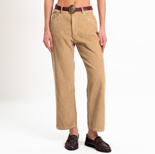 Motel-Pantalone velluto 500 righe con cintura - cammello