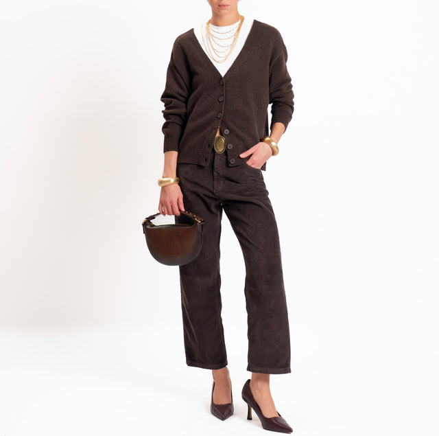 Motel-Pantalone velluto 500 righe con cintura - moro
