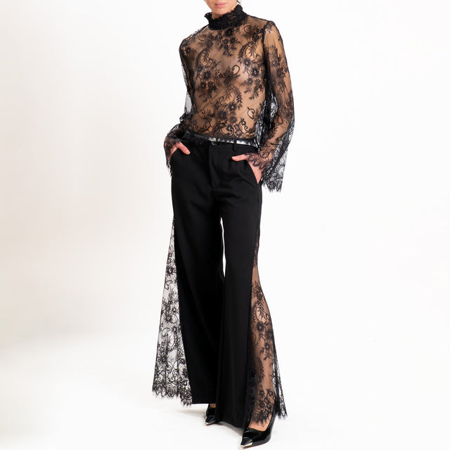 Motel-Pantalone con pizzo - nero
