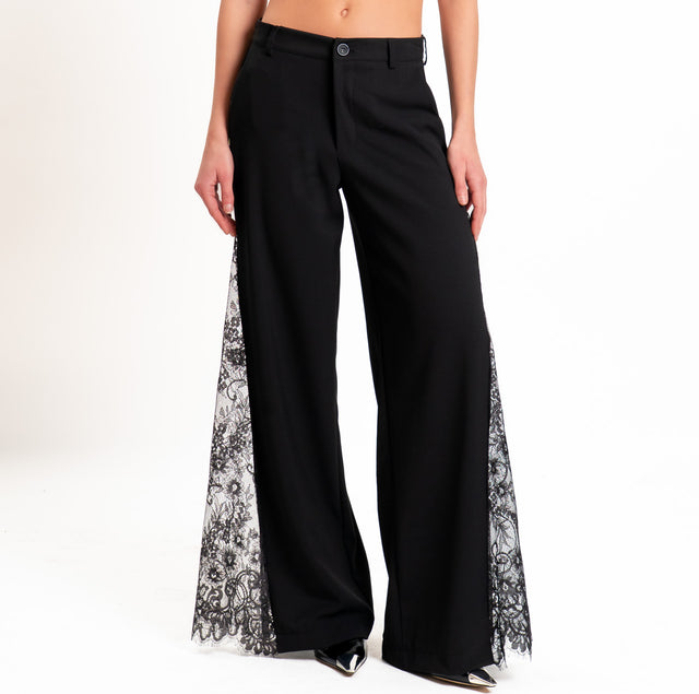 Motel-Pantalone con pizzo - nero