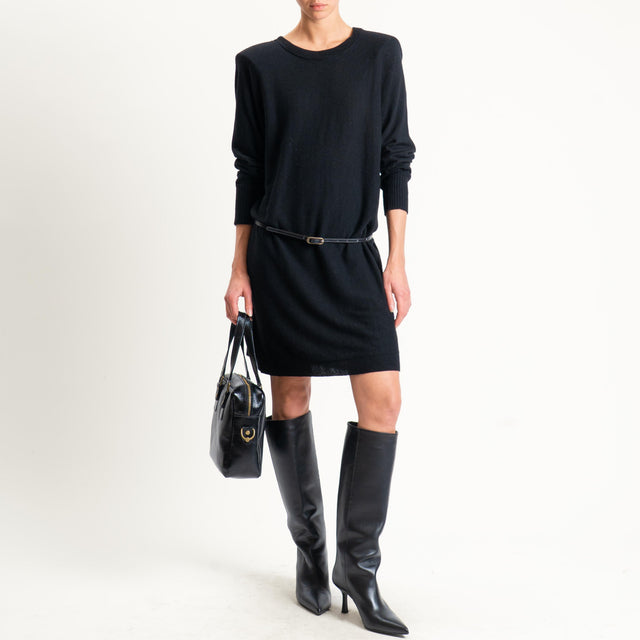 Motel-Abito misto alpaca con spalline - nero