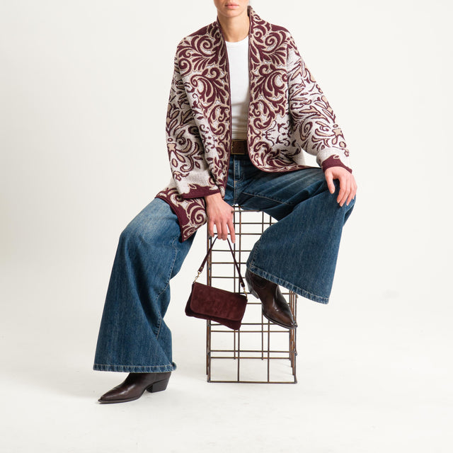 Motel- Cardigan jacquard - off white/sand/vino
