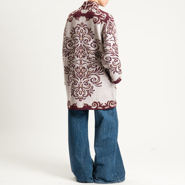 Motel- Cardigan jacquard - off white/sand/vino