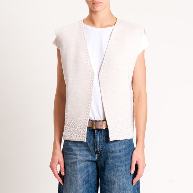 Motel-GIlet misto alpaca ricamato - burro