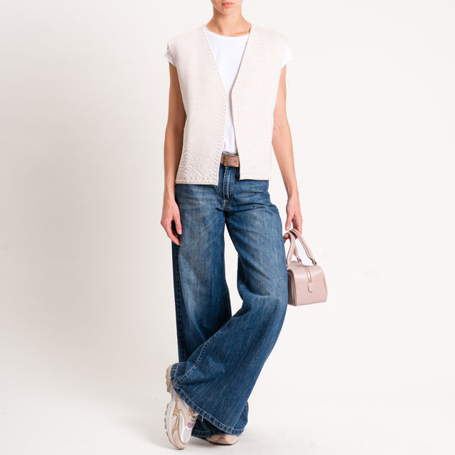 Motel-GIlet misto alpaca ricamato - burro