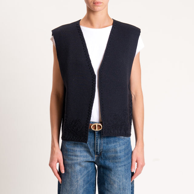 Motel-GIlet misto alpaca ricamato - nero