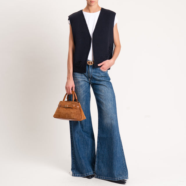 Motel-GIlet misto alpaca ricamato - nero