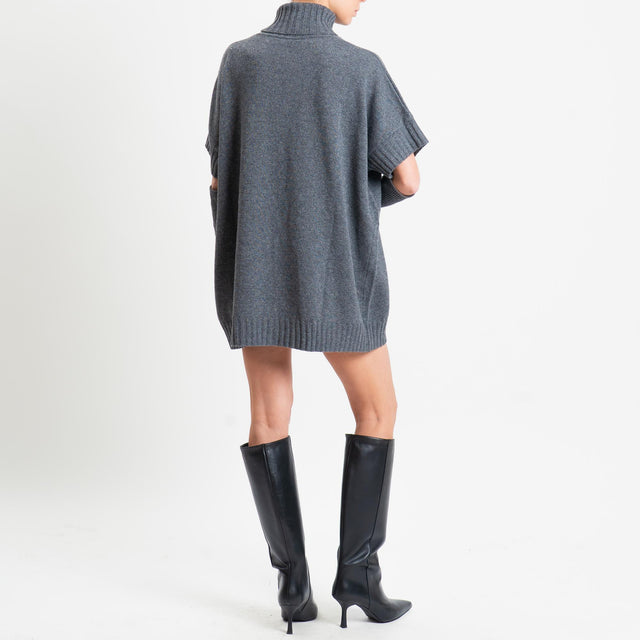 Motel-Abito collo alto misto alpaca con manicotti - charcoal