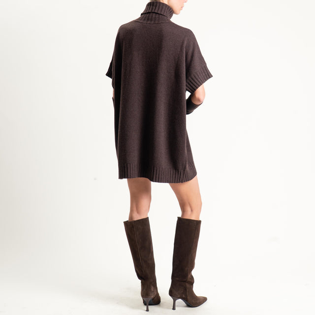 Motel-Abito collo alto misto alpaca con manicotti - brown