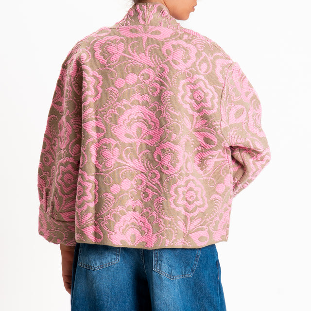 Motel-Cardigan misto alpaca fantasia floreale - mastice/bubble