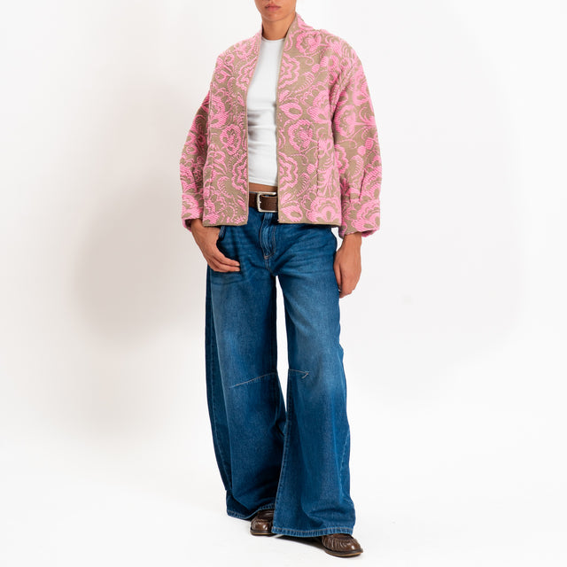 Motel-Cardigan misto alpaca fantasia floreale - mastice/bubble