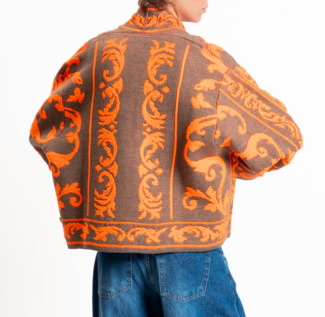 Motel-Cardigan jacquard misto alpaca - fango/arancio