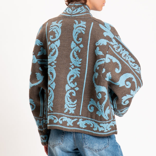 Motel-Cardigan jacquard misto alpaca - fango/sky