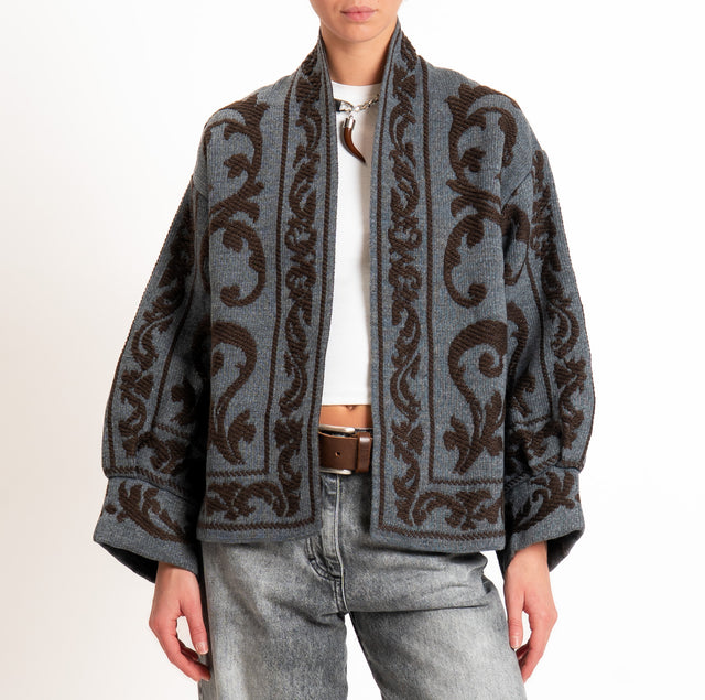 Motel-Cardigan jacquard misto alpaca - grigio/moro