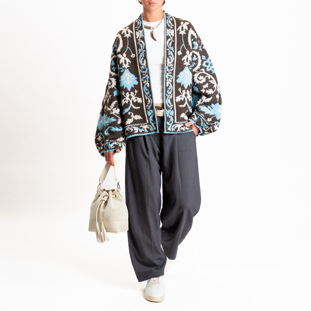 Motel-Cardigan fantasia misto alpaca - moro/sand/azzurro