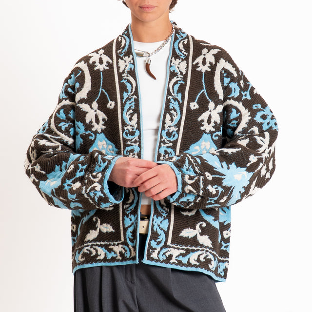 Motel-Cardigan fantasia misto alpaca - moro/sand/azzurro