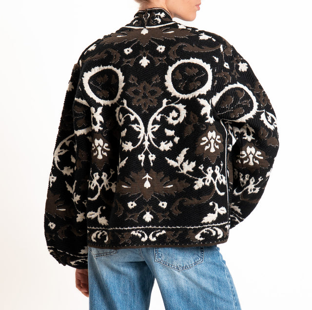 Motel-Cardigan fantasia misto alpaca - nero/mastice/moro