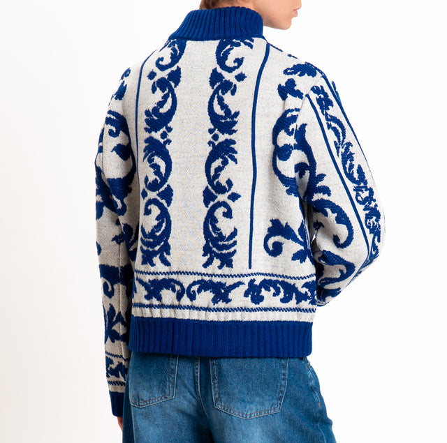 Motel-Bomber misto alpaca fantasia - panna/blu