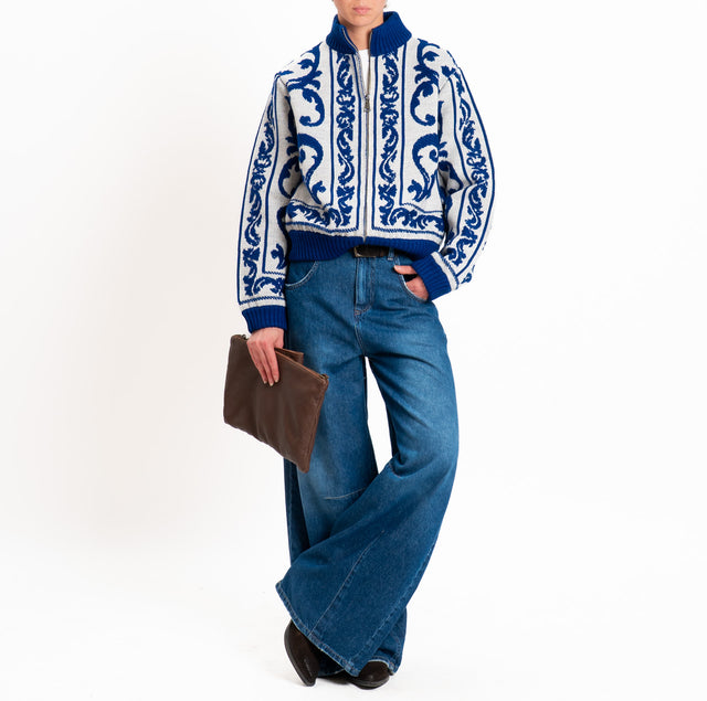 Motel-Bomber misto alpaca fantasia - panna/blu