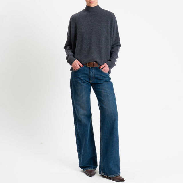 Motel-Maglia 100% LANA spacchi laterali - antracite