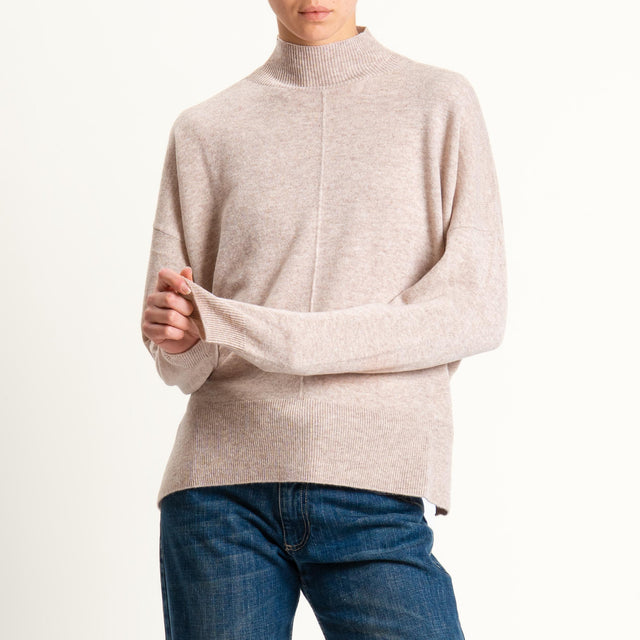 Motel-Maglia 100% LANA spacchi laterali - beige melange