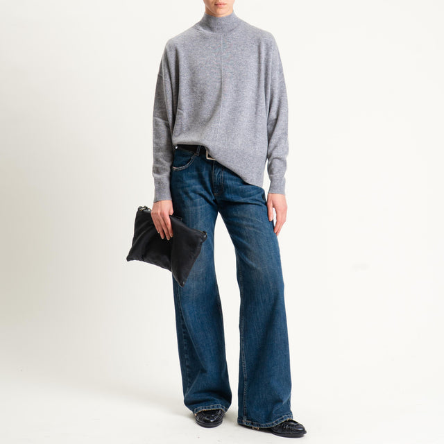 Motel-Maglia 100% LANA spacchi laterali - grigio melange