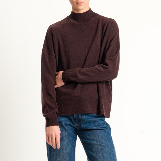 Motel-Maglia 100% LANA spacchi laterali - moro