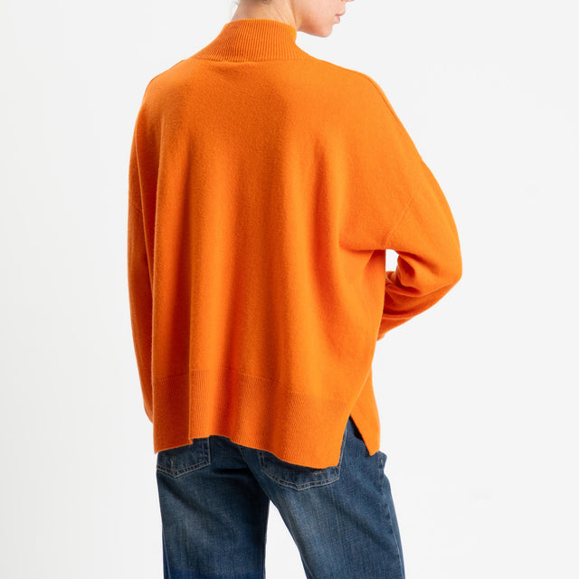 Motel-Maglia 100% LANA spacchi laterali - arancione