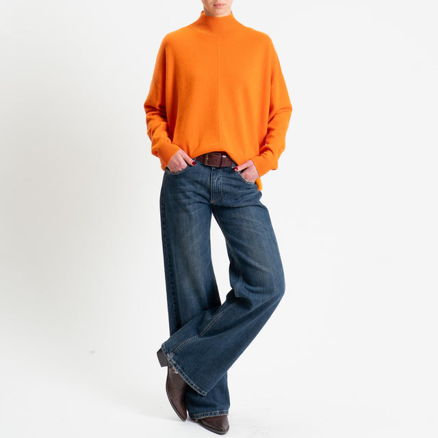 Motel-Maglia 100% LANA spacchi laterali - arancione