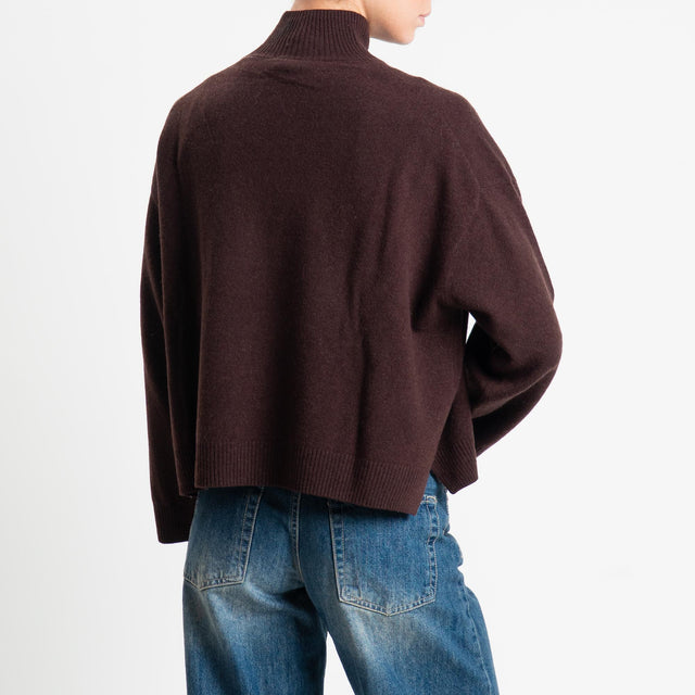 Motel-Maglia collo montato 100% lana - moro