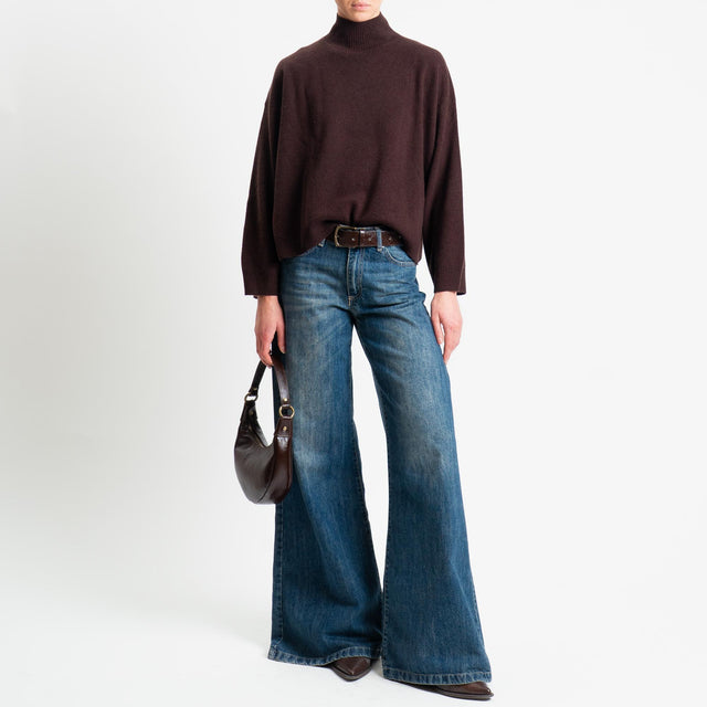 Motel-Maglia collo montato 100% lana - moro