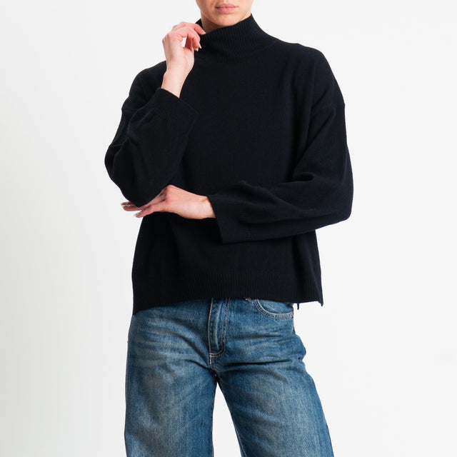 Motel-Maglia collo montato 100% lana - nero