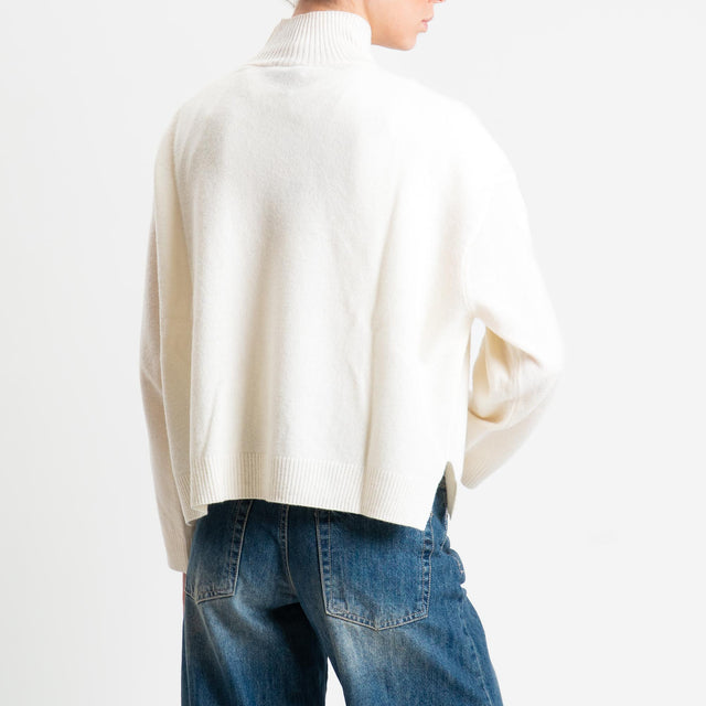 Motel-Maglia collo montato 100% lana - panna