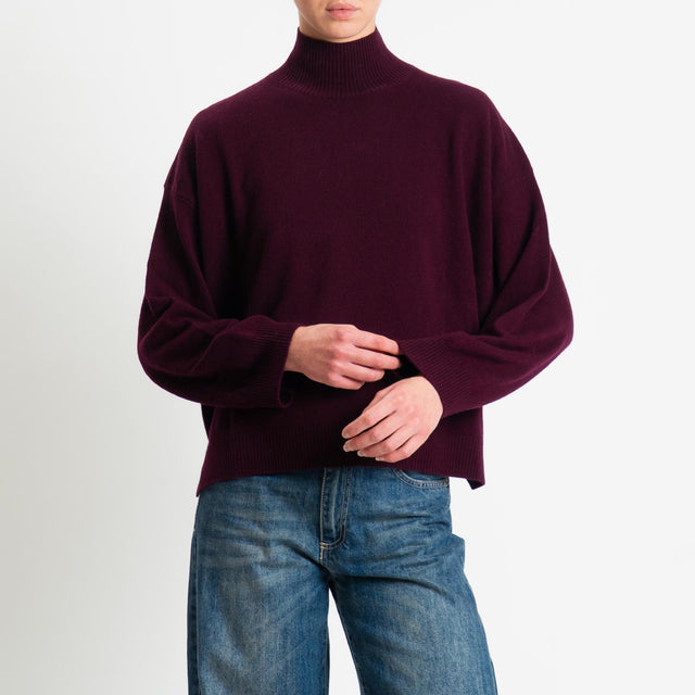 Motel-Maglia collo montato 100% lana - vino