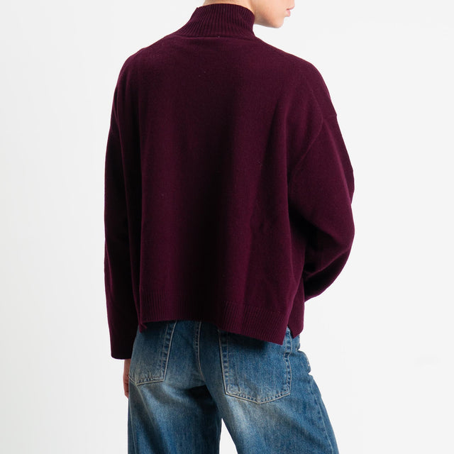 Motel-Maglia collo montato 100% lana - vino