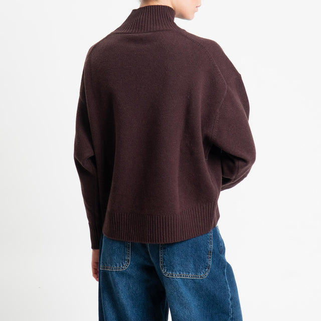 Motel-Maglia collo montato 100% LANA - moro