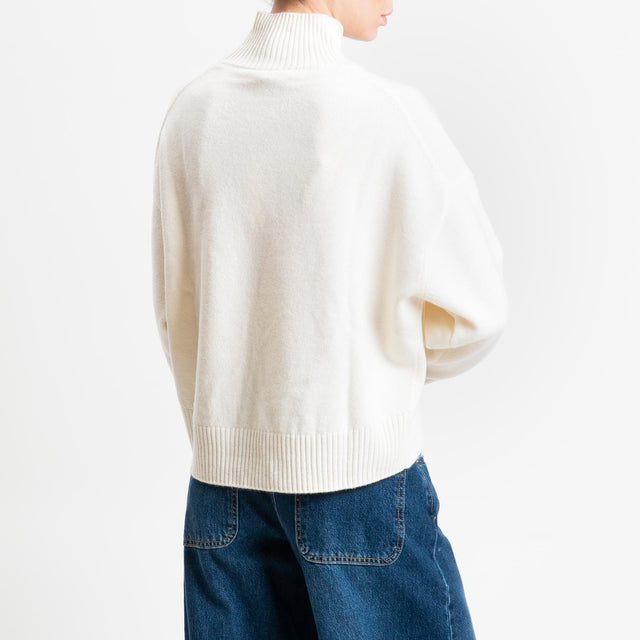 Motel-Maglia collo montato 100% LANA - panna