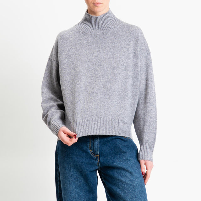 Motel-Maglia collo montato 100% LANA - grigio