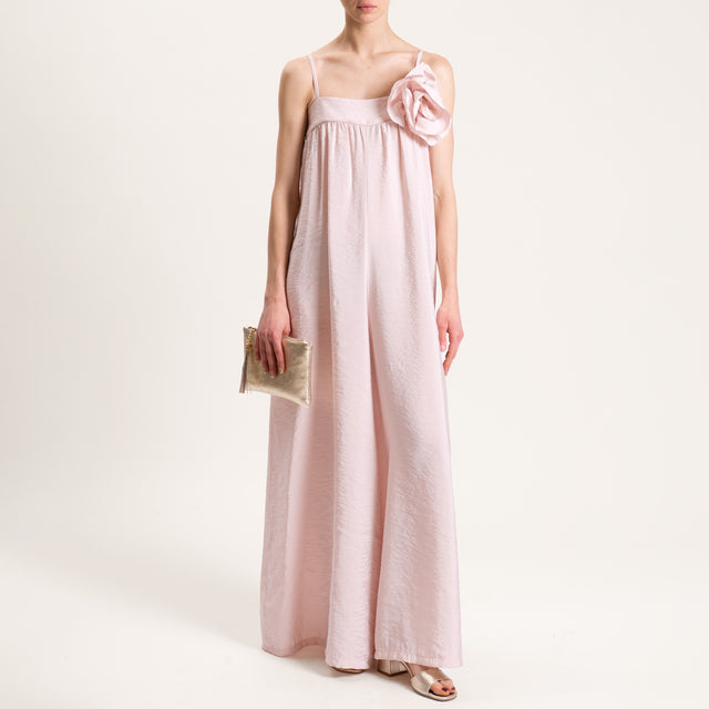 Motel-Tuta bretelle regolabili con spilla fiore - rosa