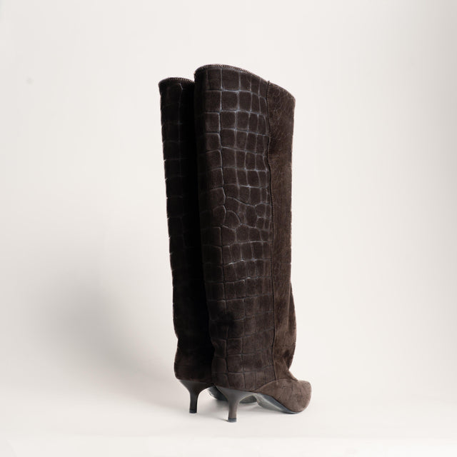 Ovye'-Stivale in camoscio effetto cocco - moro