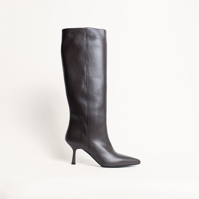 Ovyè-Stivale alto con tacco in pelle - moro