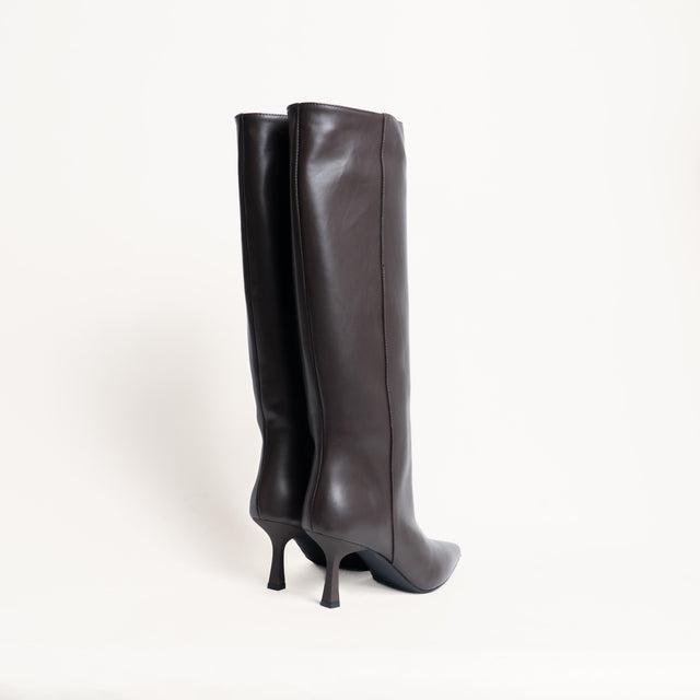 Ovyè-Stivale alto con tacco in pelle - moro