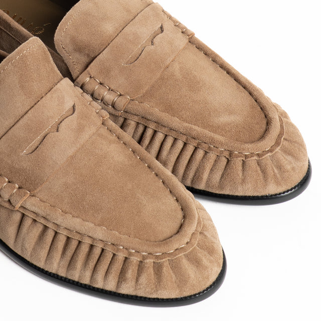 Ovyé-Mocassino effetto suede - taupe