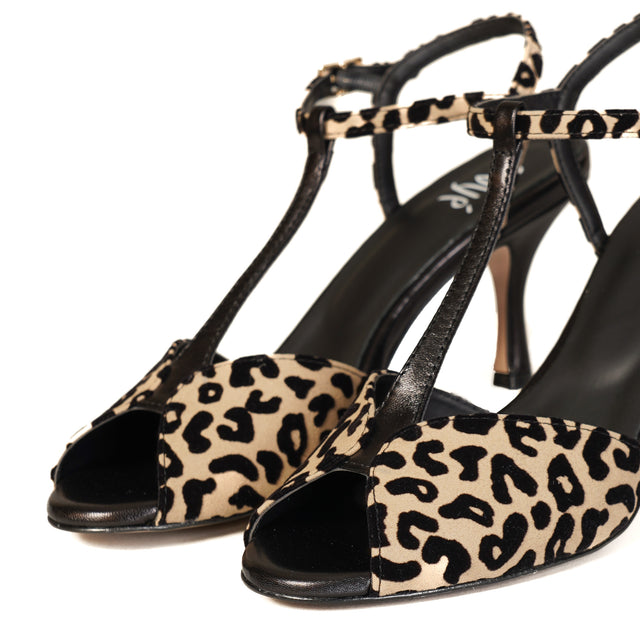 Ovyè-Sandalo animalier con tacco - nero