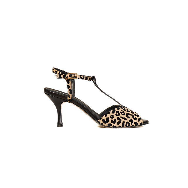 Ovyè-Sandalo animalier con tacco - nero